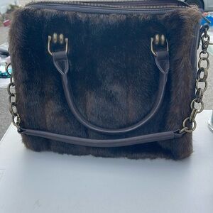 Brown faux fur purse